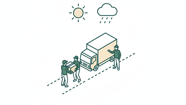 雨の日の引越イラスト